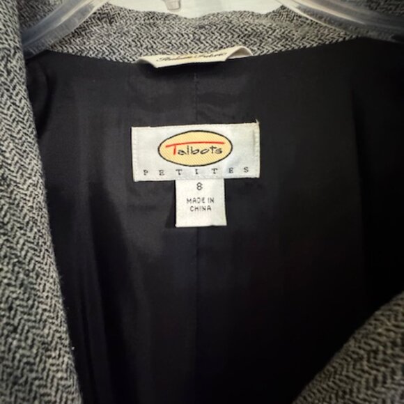 Vintage Talbots Black Wool Blend Tweed Blazer - Cottagecore Jacket 8P - Picture 3 of 8
